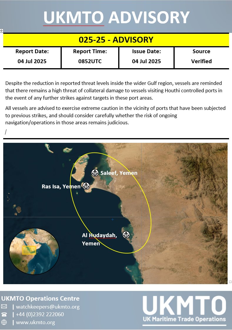 UK_MTO's tweet image. UKMTO ADVISORY INCIDENT 025-25
ukmto.org/-/media/ukmto/…
#MaritimeSecurity #MarSec