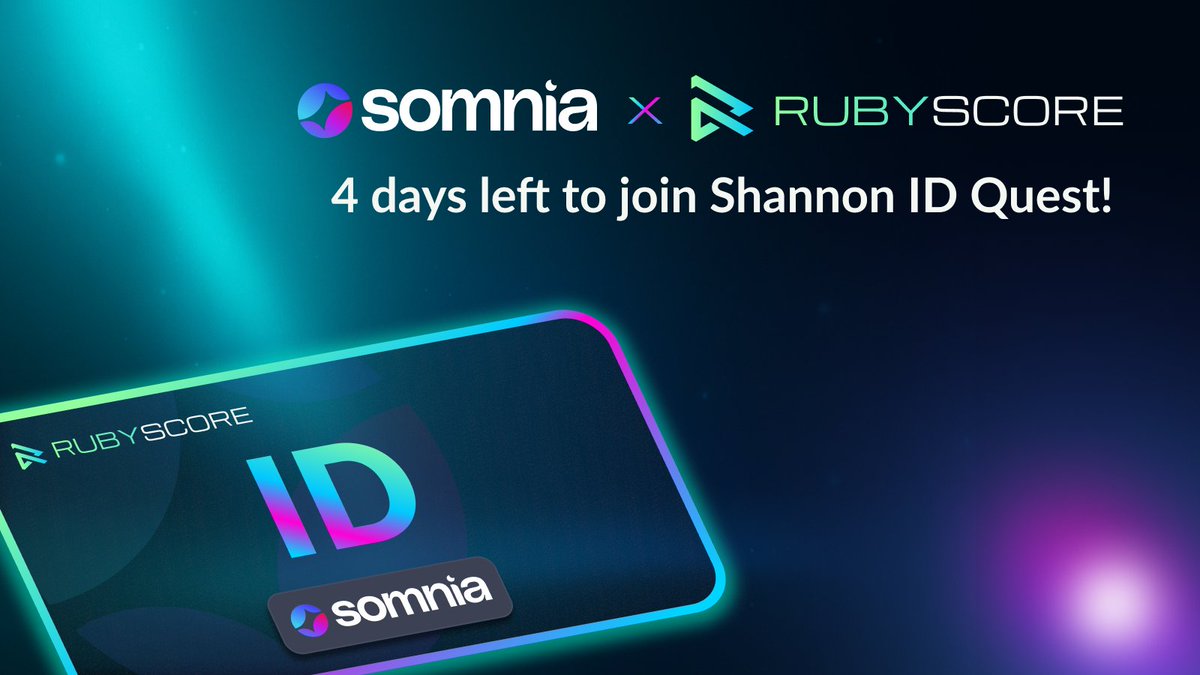 4 days left before Shannon ID Quest ends!💥

Want to boost your RubyScore points in <a href="/Somnia_Network/">Somnia</a>?

Schedule your transactions across days, weeks, and months NOW so they’ll execute automatically LATER!

⏩Collect points easily with rubyscore.io/transactions