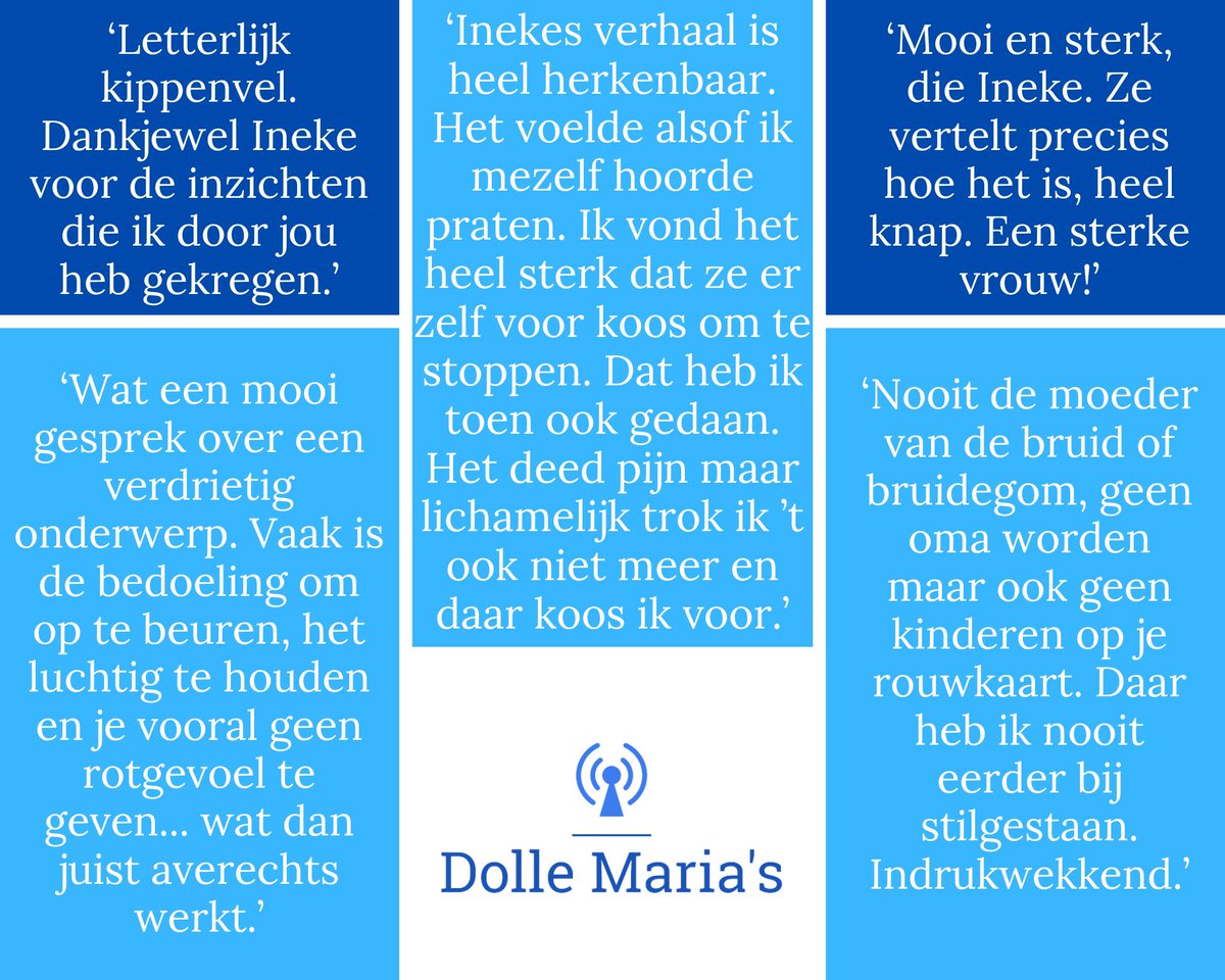 De kinderloosheidknoop zorgde voor erkenning, aangeraakt verdriet en ook bewondering voor Ineke haar verhaal. Hieronder een aantal reacties. Nog niet geluisterd? Luister 'm nu op jouw podcastkanaal, via dollemarias.nl/luisteren #podcast #dollemarias #kinderloosheid