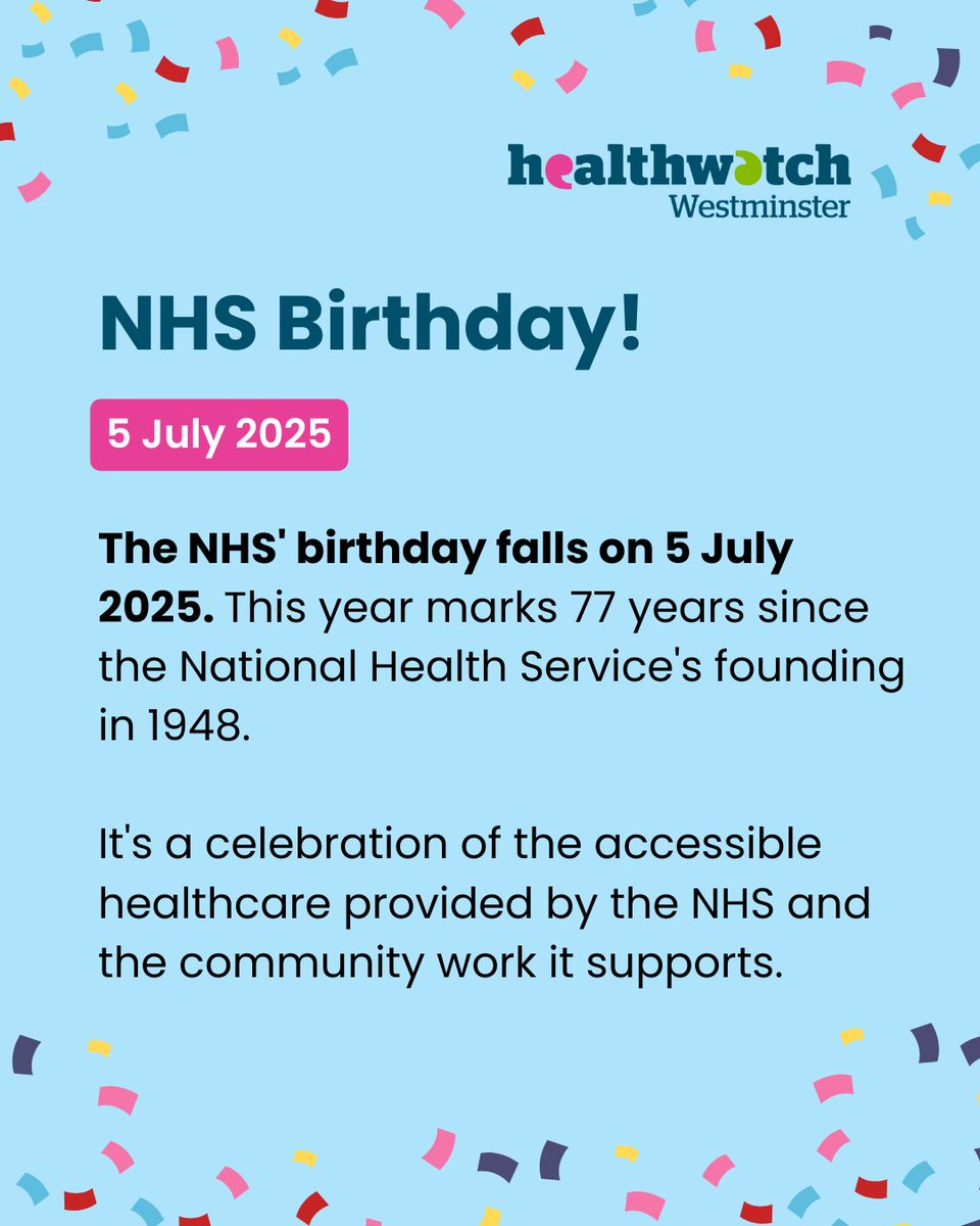 Today we celebrate the NHS' birthday!

The year 2025 marks 77 years since the establishment of the NHS in 1948.

It's an opportunity for the nation to come together and reflect on the accessible healthcare provided to millions and the ongoing community work that the NHS supports.
