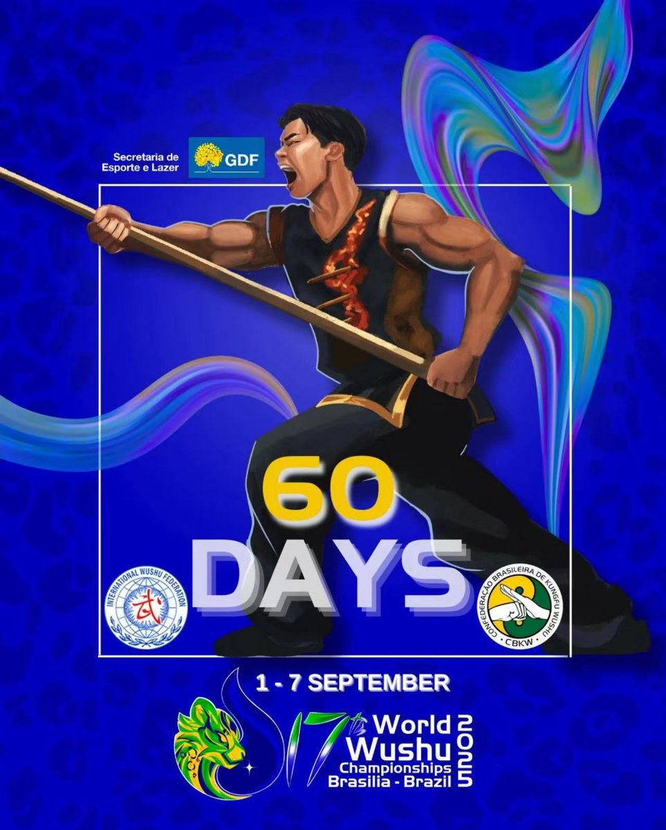 #iwuf #wushu #IWUF17thWWC #Brasilia2025WWC
60 days until the  17th World Wushu Championships take place in Brasília, Brazil from August 31 – September 7, 2025! Get ready for breathtaking performances, fierce competition, and the spirit of wushu uniting the world! Are you excited?