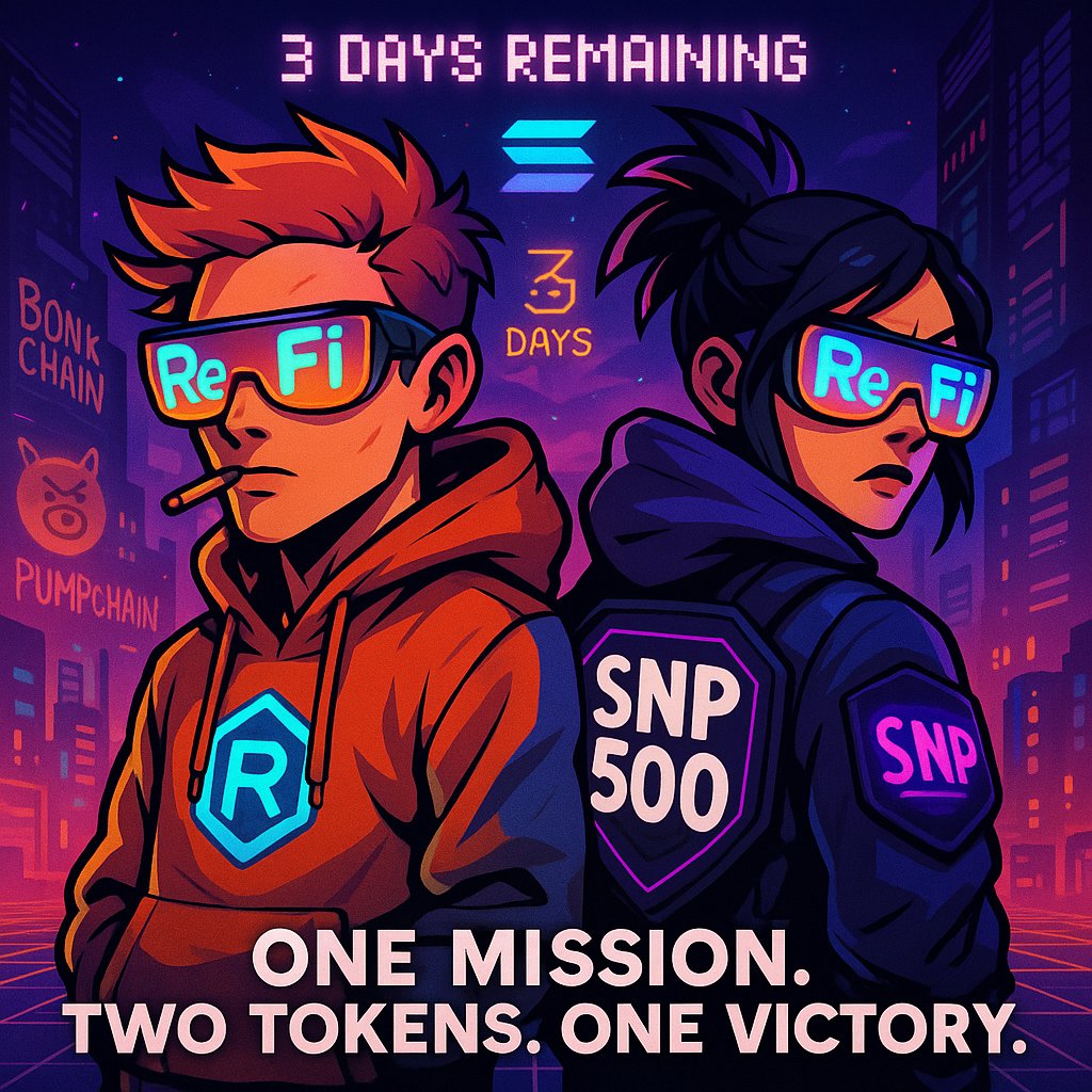 SNP500 TOKEN (@snp500solana) on Twitter photo 🚨 $SNP500 FAM — time to unite! 🔥
Our dev <a href="/scufffd/">Stakewhale907</a> launched $ReFi on BonkChain to enter the 140K hackathon.
Why? Because only Bonk-native tokens can compete.
👉 That’s why #SNP500 couldn’t enter directly.
💡 #ReFi = strategic sister coin
💰 If we win, a portion of the prize 🚨 $SNP500 FAM — time to unite! 🔥
Our dev <a href="/scufffd/">Stakewhale907</a> launched $ReFi on BonkChain to enter the 140K hackathon.
Why? Because only Bonk-native tokens can compete.
👉 That’s why #SNP500 couldn’t enter directly.
💡 #ReFi = strategic sister coin
💰 If we win, a portion of the prize