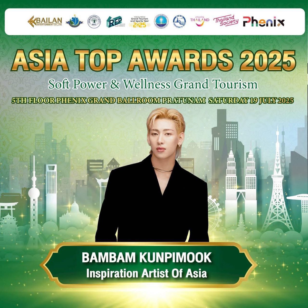 แสดงความยินดีกับแบมแบมอีกครั้งสำหรับรางวัล ASIA TOP AWARDS 2025 สาขา Inspiration Artist of Asia ด้วยค่ะ 👏🏻👏🏻👏🏻

#AsiaTopAwards2025 #SoftPower #WellnessTourism #PhenixPratunam
#กระทรวงการท่องเที่ยวและกีฬา
#การท่องเที่ยวแห่งประเทศไทย
#BamBam #뱀뱀 <a href="/BamBam1A/">BamBam</a>