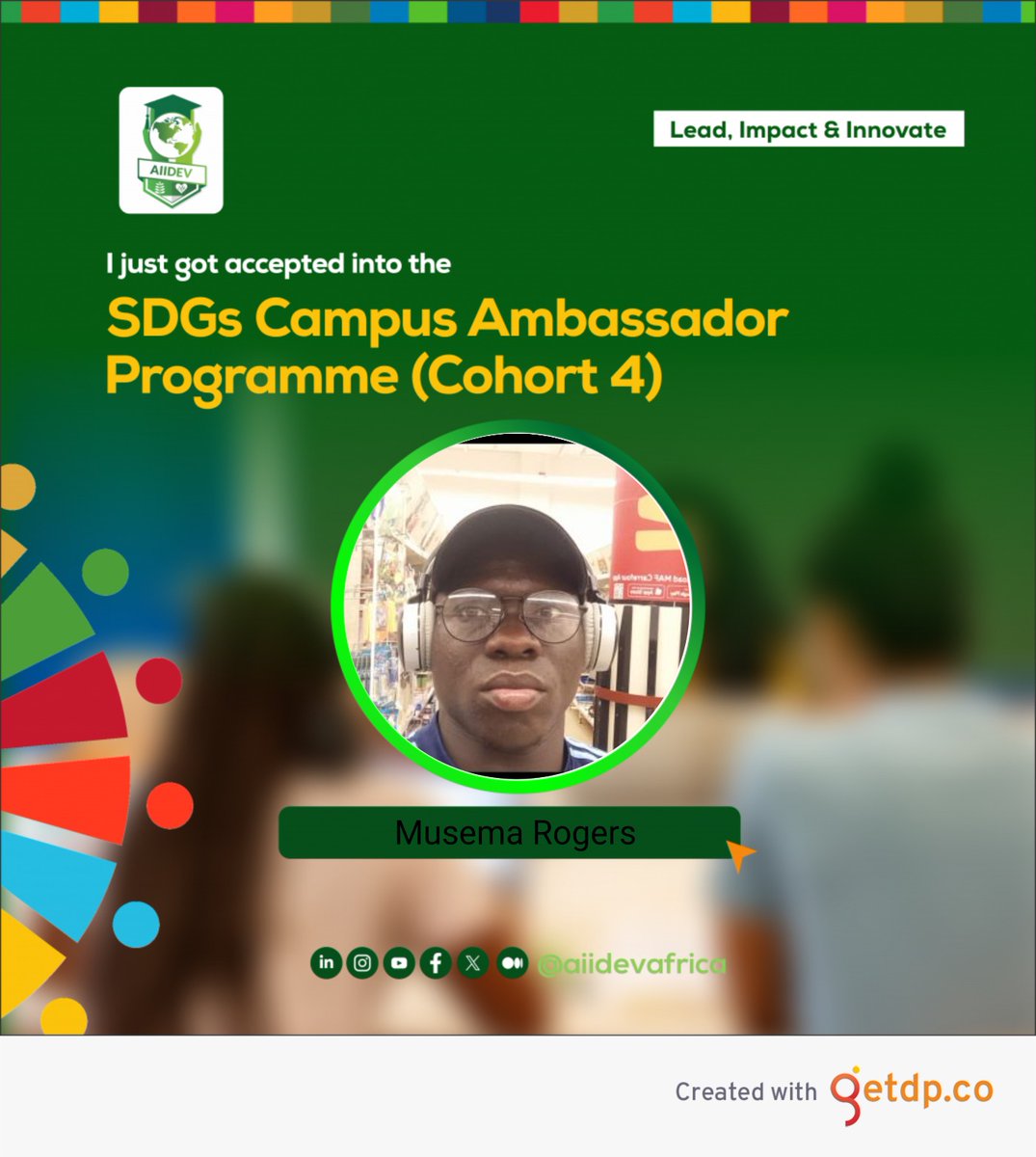 Musema Rogers (@janroger72) on Twitter photo AIIDEV SDGs Campus Ambassador Program(CAP)
I'm thrilled to announce that I've been selected for the SDGs CAP.
Advance Initiative for Innovative and Development (AIIDEV) Africa is a Solution Centered development organization that aligns her goal with the UN_SDGs.
<a href="/aiidevafrica/">Advance Initiative for Innovation and Development</a> AIIDEV SDGs Campus Ambassador Program(CAP)
I'm thrilled to announce that I've been selected for the SDGs CAP.
Advance Initiative for Innovative and Development (AIIDEV) Africa is a Solution Centered development organization that aligns her goal with the UN_SDGs.
<a href="/aiidevafrica/">Advance Initiative for Innovation and Development</a>