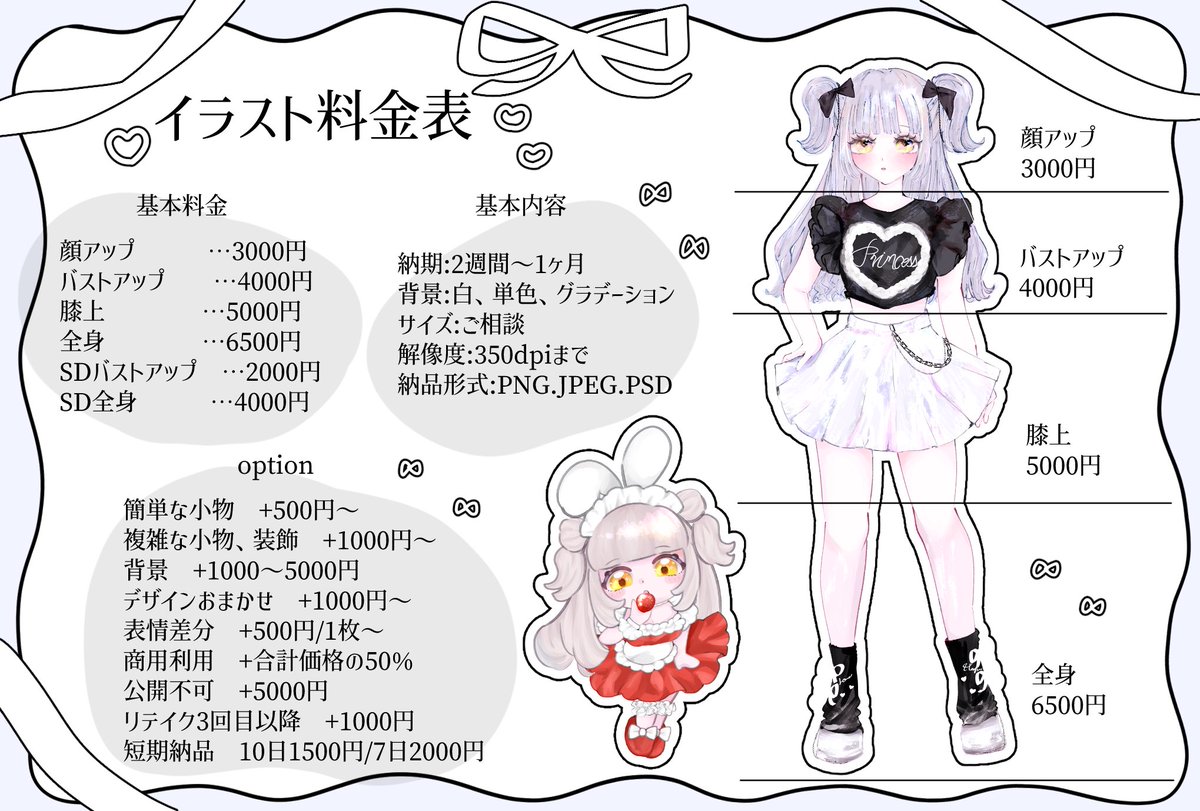 2kn_rpa's tweet image. ෆ̈ご依頼募集中ෆ̈
SDイラスト、立ち絵、一枚絵など
キラキラふわっとした絵柄が得意です🙏🏻💖
お見積りだけでも構いませんので、お気軽にDMください✉️✨
ポートフォリオ・詳細▶︎lit.link/rrp1a
#有償依頼 #有償依頼受付中