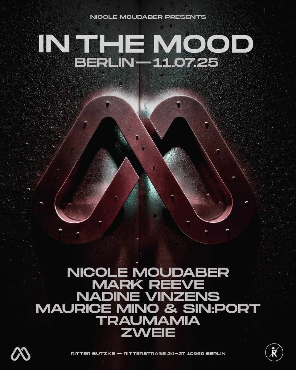Nicole Moudaber (@nicolemoudaber) on Twitter photo Berlin, get ready to get InTheMood! July 11 at <a href="/RitterButzke/">Ritter Butzke</a>, and the lineup is stacked! 💣
➡️ de.ra.co/events/2185207 Berlin, get ready to get InTheMood! July 11 at <a href="/RitterButzke/">Ritter Butzke</a>, and the lineup is stacked! 💣
➡️ de.ra.co/events/2185207