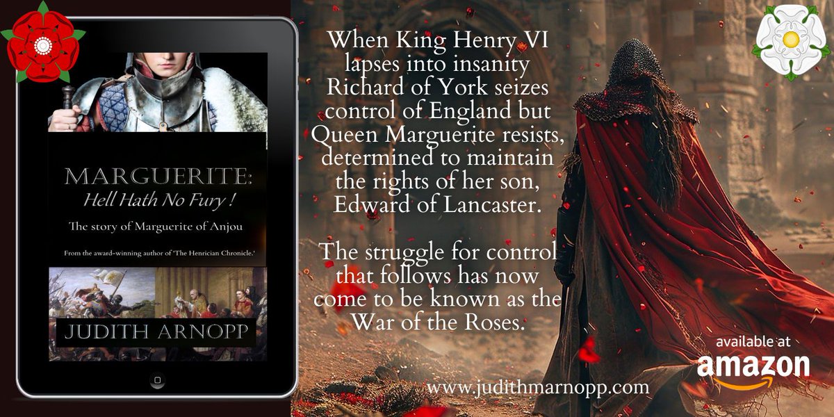 Marguerite of Anjou, queen to Henry VI and leader of the Lancastrians during the war of the roses. A woman who fought hard for her son's right to wear the crown of England. 

mybook.to/mhhnf 

#newrelease