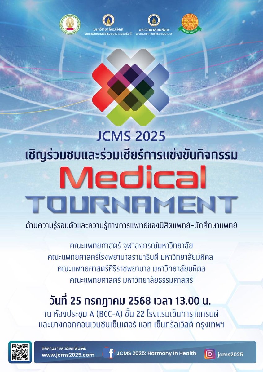 Faculty of Medicine, Chulalongkorn U. (@prmdcu) on Twitter photo âĻð Medical Tournament ðâĻ
āļāļāđāļāļīāļāļĢāđāļ§āļĄāļāļĄāđāļĨāļ°āļĢāđāļ§āļĄāđāļāļĩāļĒāļĢāđāļāļēāļĢāđāļāđāļāļāļąāļāļāļīāļāļāļĢāļĢāļĄ Medical Tournament āļāđāļēāļāļāļ§āļēāļĄāļĢāļđāđāļĢāļāļāļāļąāļ§āđāļĨāļ°āļāļ§āļēāļĄāļĢāļđāđāļāļēāļāļāļēāļĢāđāļāļāļĒāđ
ðïļ 25 āļ.āļ. 2568
ð 13.00 āļ. āđāļāđāļāļāđāļāđāļ
ð āđāļĢāļāđāļĢāļĄāđāļāđāļāļāļēāļĢāļēāđāļāļĢāļāļāđ āđāļĨāļ°āļāļēāļāļāļāļāļāļāļāđāļ§āļāļāļąāļāđāļāđāļāđāļāļāļĢāđ āđāļāļ āđāļāđāļāļāļĢāļąāļĨāđāļ§āļīāļĨāļāđ āļāļĢāļļāļāđāļāļāļŊ
#JCMS2025 #āđāļāļāļĒāđāļāļļāļŽāļēāļŊ #MDCU âĻð Medical Tournament ðâĻ
āļāļāđāļāļīāļāļĢāđāļ§āļĄāļāļĄāđāļĨāļ°āļĢāđāļ§āļĄāđāļāļĩāļĒāļĢāđāļāļēāļĢāđāļāđāļāļāļąāļāļāļīāļāļāļĢāļĢāļĄ Medical Tournament āļāđāļēāļāļāļ§āļēāļĄāļĢāļđāđāļĢāļāļāļāļąāļ§āđāļĨāļ°āļāļ§āļēāļĄāļĢāļđāđāļāļēāļāļāļēāļĢāđāļāļāļĒāđ
ðïļ 25 āļ.āļ. 2568
ð 13.00 āļ. āđāļāđāļāļāđāļāđāļ
ð āđāļĢāļāđāļĢāļĄāđāļāđāļāļāļēāļĢāļēāđāļāļĢāļāļāđ āđāļĨāļ°āļāļēāļāļāļāļāļāļāļāđāļ§āļāļāļąāļāđāļāđāļāđāļāļāļĢāđ āđāļāļ āđāļāđāļāļāļĢāļąāļĨāđāļ§āļīāļĨāļāđ āļāļĢāļļāļāđāļāļāļŊ
#JCMS2025 #āđāļāļāļĒāđāļāļļāļŽāļēāļŊ #MDCU