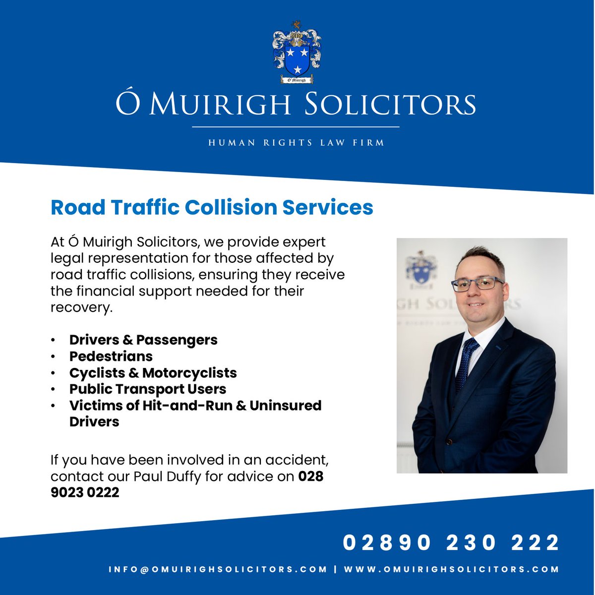 OMuirighSols's tweet image. Road Traffic Collision Services at Ó Muirigh Solicitors