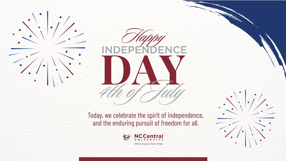 #NCCUCommunity | Wishing you a safe and memorable holiday. Happy Independence Day!

#WeAreNCCU #FourthOfJuly #EaglePride #EagleInChief13