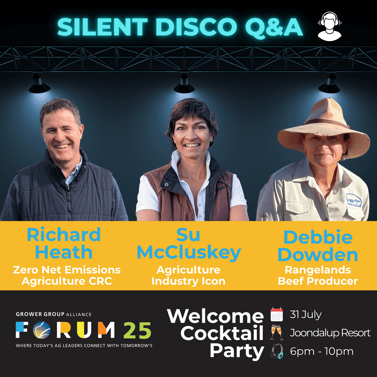 GGA_WA's tweet photo. 🎧 Yes, we’re hosting a silent disco ~ GGA style....
Introducing 'Visionary Voices' Q&amp;A Conversation Circles experience at GGA #Forum25 Welcome Cocktail Party, where guests tune in to live conversations with three 'rockstars' of ag. Enjoy the weekend...
🔗 https://t.co/Div6jJkdXz https://t.co/LfC5gEpdEc