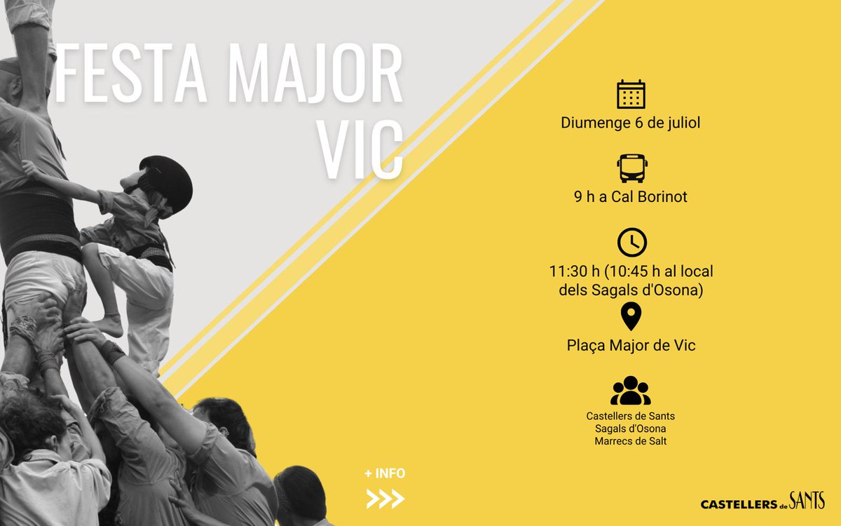 Aquest diumenge ens desplacem a Vic, a l'actuació de festa major. #castells