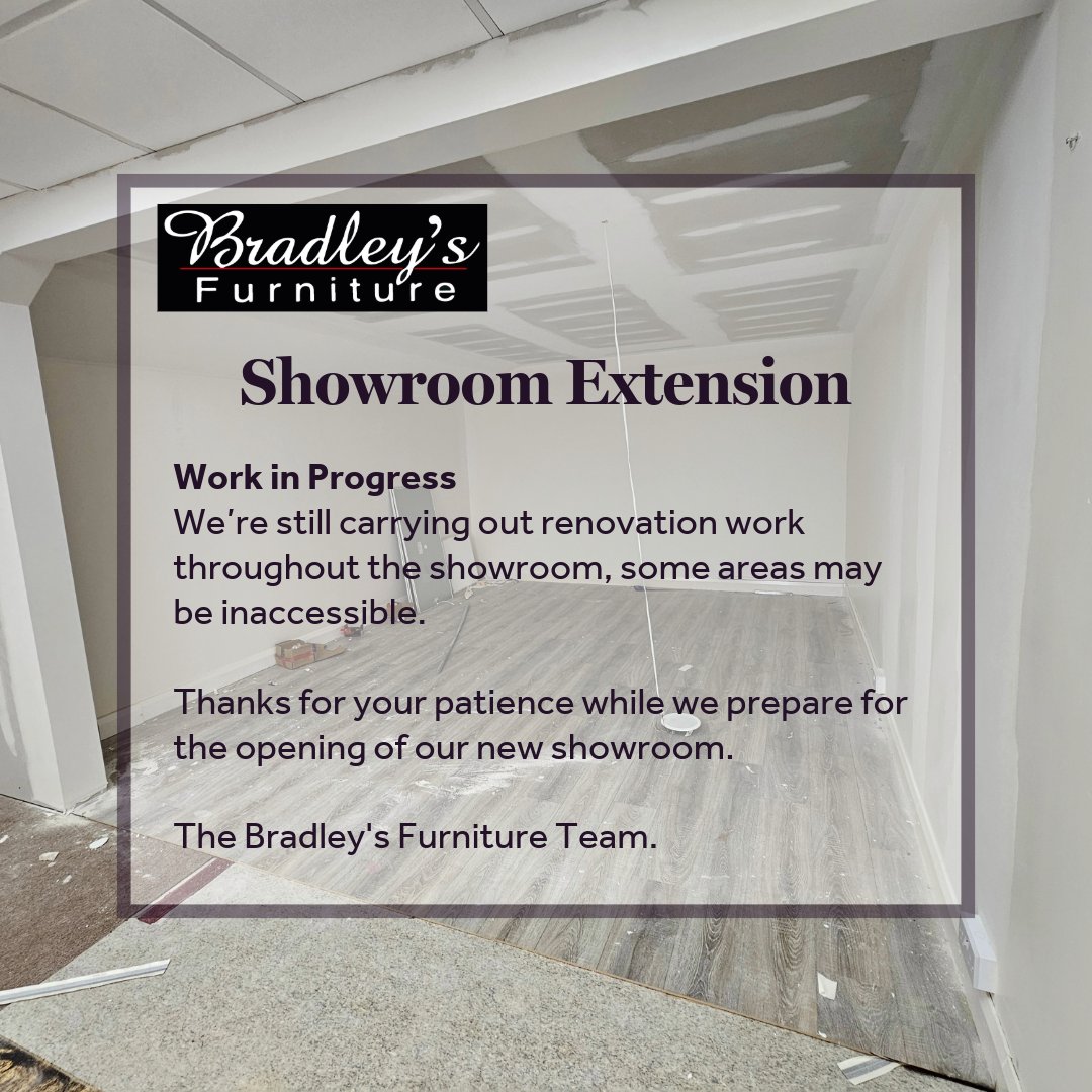 Bradleys_Furn's tweet photo. Thank you for your patience as we continue work throughout the showroom! 🙏✨
We’re getting closer to revealing our new and improved space, and we can’t wait to welcome you.

📅 Opening date coming soon.
Stay tuned for the big reveal.
#Magherafelt #MidUlster #BradleysFurniture https://t.co/ALjr3mJQER