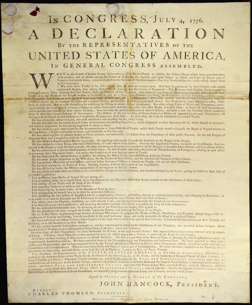 JULY 4, 1776

He has combined with others…giving his Assent to their Acts of pretended Legislation:

For cutting off our Trade with all parts of the world:

For depriving us…of the benefits of Trial by Jury:

For transporting us beyond Seas to be tried for pretended offences[.]