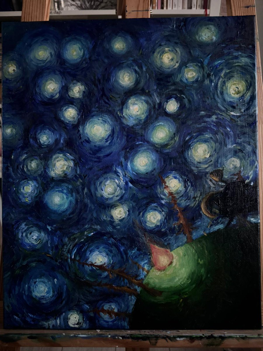 SsbmBluenote's tweet image. Outer wilds painting (van Gogh style) for @chwepsi !