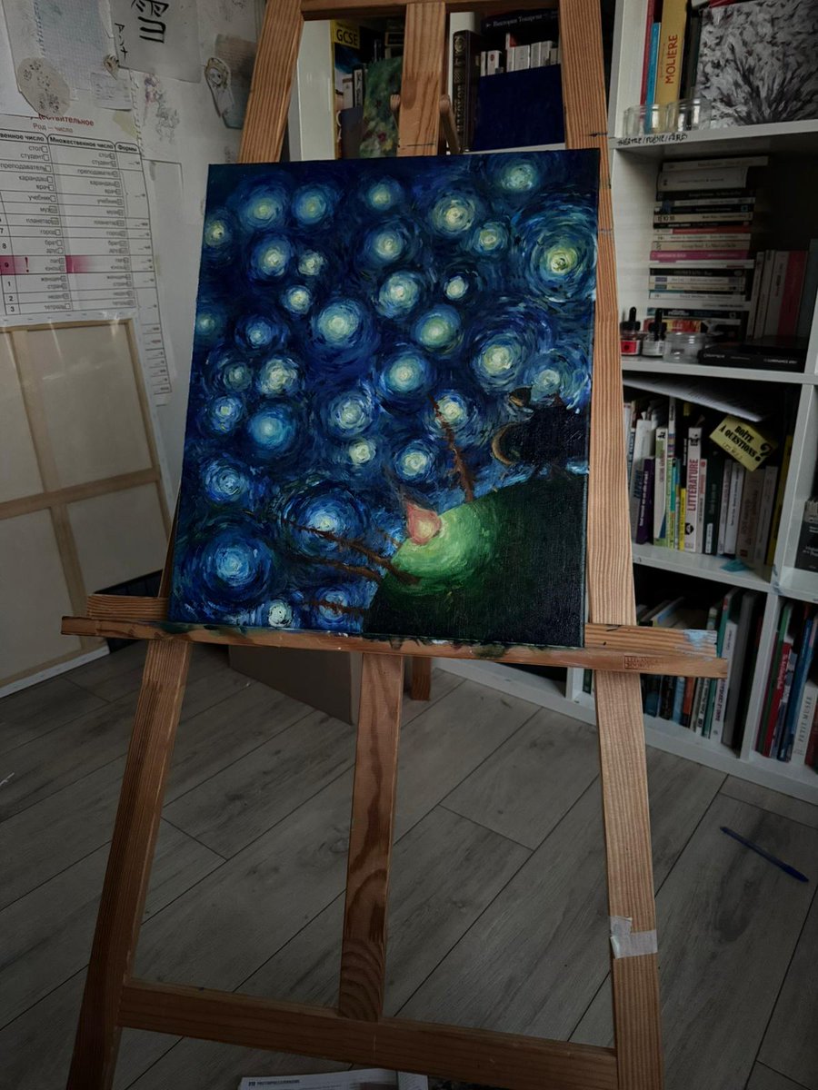 SsbmBluenote's tweet image. Outer wilds painting (van Gogh style) for @chwepsi !