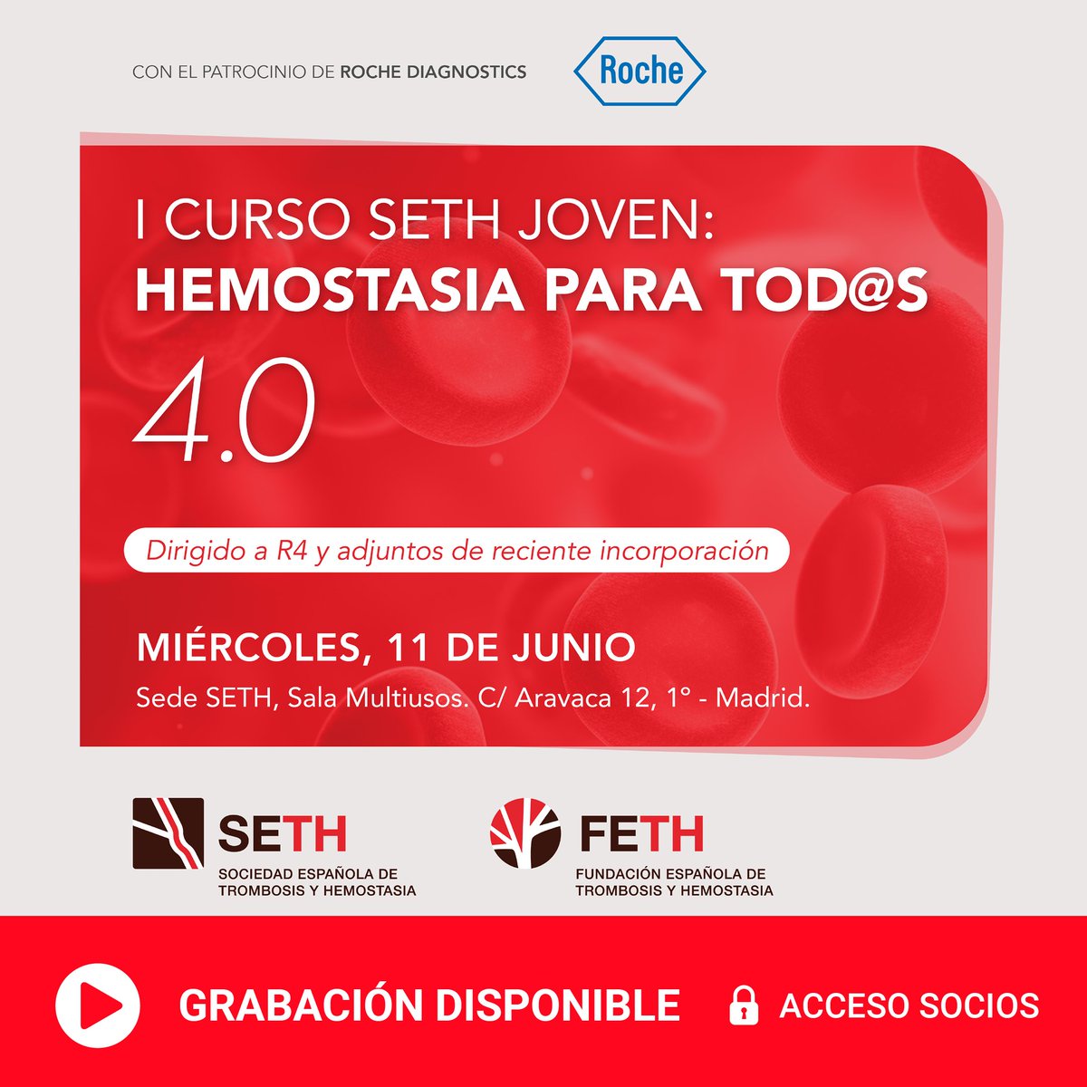 SETH Trombosis y Hemostasia (@seth__oficial) on Twitter photo ¿Te perdiste el I Curso SETH Joven: Hemostasia para tod@s 4.0?
Accede ahora a los contenidos en diferido y profundizar en los aspectos clave de la hemostasia y la trombosis.
📲 Disponibles en: campus.seth.es
Organiza: SETH | Con la colaboración de <a href="/roche_es/">Roche España</a>
#SETH ¿Te perdiste el I Curso SETH Joven: Hemostasia para tod@s 4.0?
Accede ahora a los contenidos en diferido y profundizar en los aspectos clave de la hemostasia y la trombosis.
📲 Disponibles en: campus.seth.es
Organiza: SETH | Con la colaboración de <a href="/roche_es/">Roche España</a>
#SETH