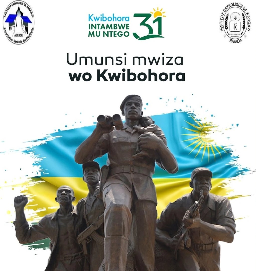 Ubuyobozi bw'Umuryango w’Abanyeshuri biga mu Ishuri Rikuru Gatolika rya Kabgayi (AGE-ICK)
Twifurije abanyeshuri biga mu Ishuri Rikuru Gatolika rya Kabgayi (ICK) umunsi mwiza wo Kwibohora, ndetse n’Abanyarwanda bose muri rusange.

🇷🇼❤️✊🏽