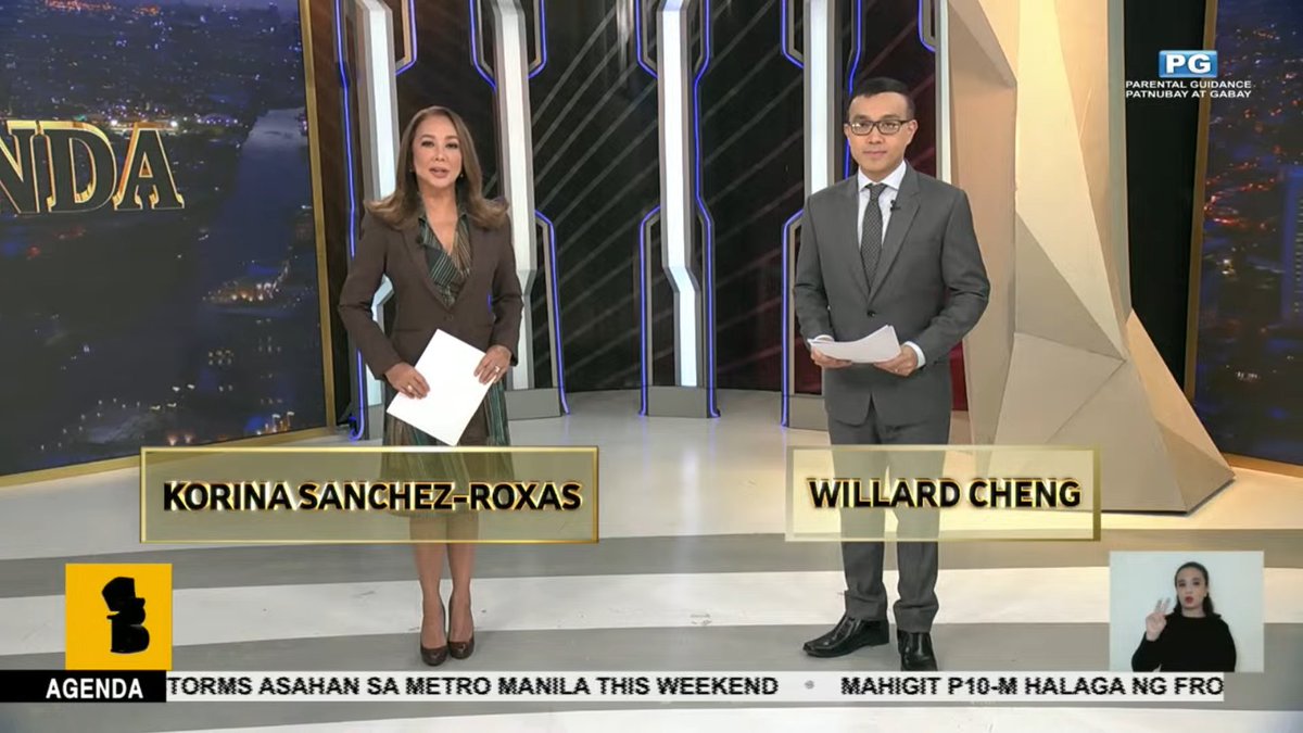 Sisimulan na ang #Agenda!

Samahan sina <a href="/Korina_Sanchez/">korina sanchez-roxas</a>-Roxas at <a href="/willardcheng/">Willard Cheng</a> sa pagtutok sa mga pinakamaiinit na isyu ng lipunan.

YT: youtube.com/live/boHuzPMe9…
FB: facebook.com/share/v/1YXuaz…