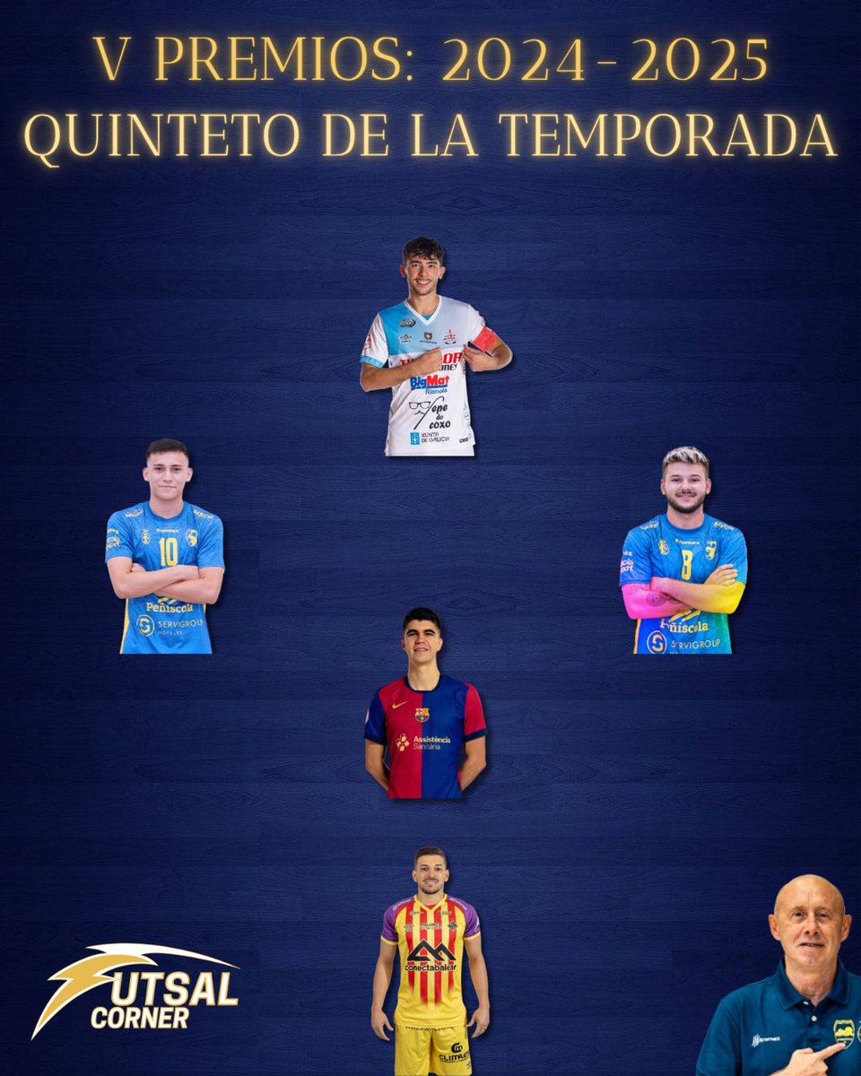 Futsal Corner (@futsalcorner_) on Twitter photo 🏆#VPremiosFutsalCorner
⭐️Quinteto de la temporada⭐️
<a href="/luanmuller03/">Luan Muller</a> <a href="/PalmaFutsal/">Illes Balears Palma Futsal</a>
<a href="/antonioperezo/">Antonio Pérez</a> <a href="/FCBfutbolsala/">Barça Futbol Sala</a>
<a href="/Luciianogauna10/">Luciano Gauna</a> <a href="/pani8futsal/">Pani.Futsal</a> <a href="/peniscolafs/">Servigroup Peñíscola FS</a>
<a href="/pirataa10/">Adrián</a> <a href="/NoiaFutbolSala/">Noia Portus Apostoli FS 🤍</a>
🎙️Spotify open.spotify.com/episode/4tadZI…
🎙️iVoox go.ivoox.com/rf/151514770
📹 YT youtu.be/xVDbFj13YHY 🏆#VPremiosFutsalCorner
⭐️Quinteto de la temporada⭐️
<a href="/luanmuller03/">Luan Muller</a> <a href="/PalmaFutsal/">Illes Balears Palma Futsal</a>
<a href="/antonioperezo/">Antonio Pérez</a> <a href="/FCBfutbolsala/">Barça Futbol Sala</a>
<a href="/Luciianogauna10/">Luciano Gauna</a> <a href="/pani8futsal/">Pani.Futsal</a> <a href="/peniscolafs/">Servigroup Peñíscola FS</a>
<a href="/pirataa10/">Adrián</a> <a href="/NoiaFutbolSala/">Noia Portus Apostoli FS 🤍</a>
🎙️Spotify open.spotify.com/episode/4tadZI…
🎙️iVoox go.ivoox.com/rf/151514770
📹 YT youtu.be/xVDbFj13YHY