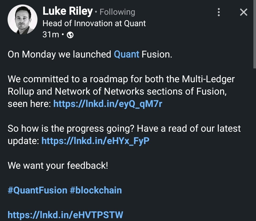 MindCrypto_'s tweet image. 🧿💥 $QNT More Fusion Info! 🔥

- Check out the roadmap for Multi-Ledger Rollup &amp;amp; Network of Networks: docs.overledger.dev/docs/introduct…

- Latest update here: docs.overledger.dev/docs/4th-july-…

#QuantFusion #blockchain