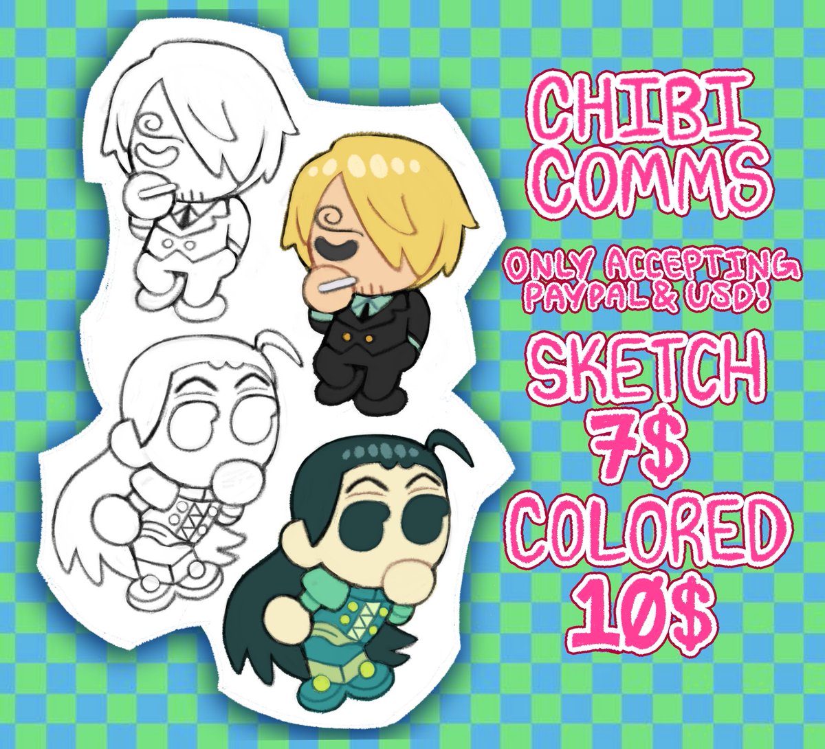 Im_WetGymSocks's tweet image. Opening up some CHIBI COMMS! ⭐️💛⭐️
I&apos;ll draw OC&apos;s, Characters, Ships/Self Ships, all that junk ^^
Please DM me if you&apos;re interested or have any questions, and if you wanna check out other commissions I offer, here&apos;s my strawpage: ch4rl13.straw.page #commissionsopen