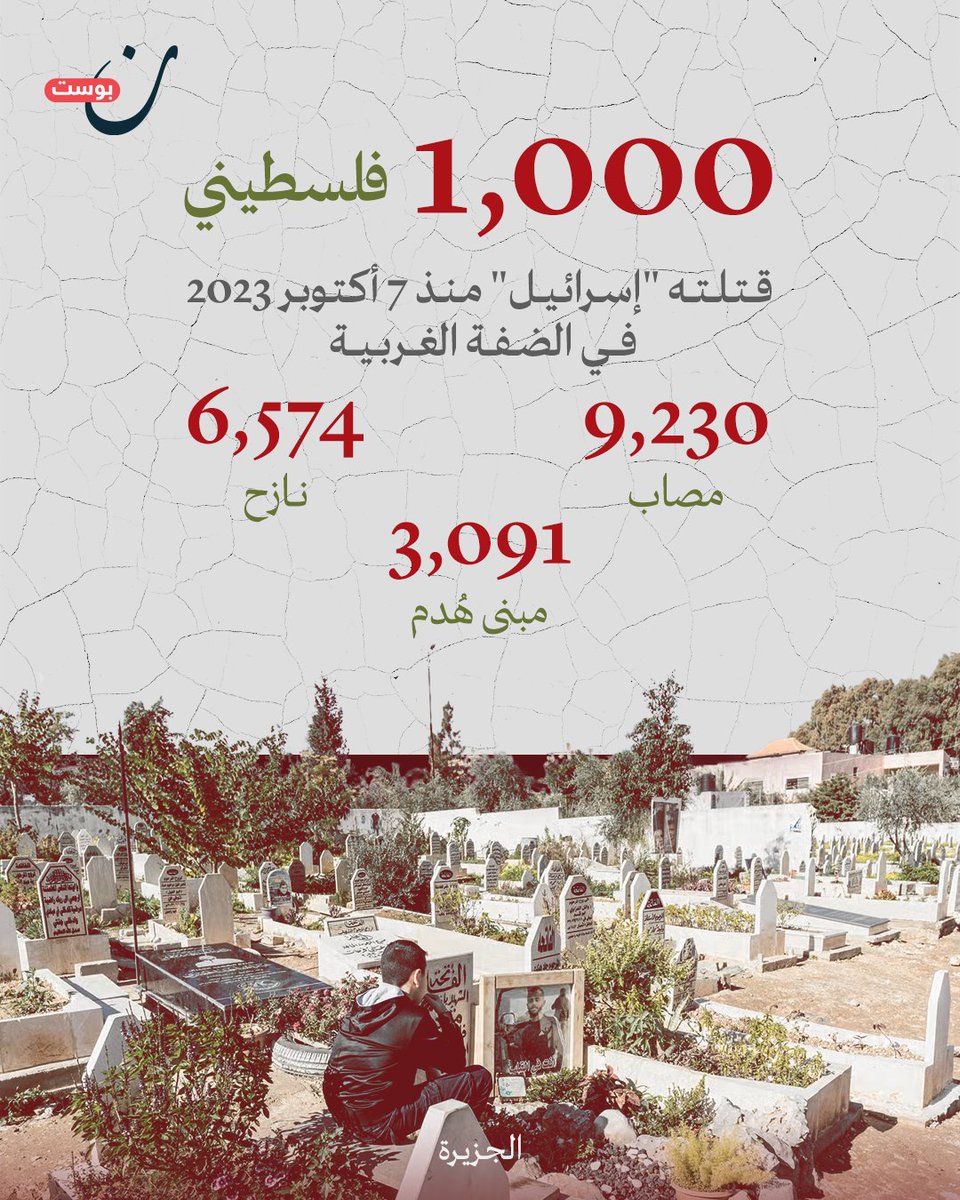 📌 منذ 7 أكتوبر، قتلت "إسرائيل" 1000 فلسطيني في #الضفة_الغربية.

📌 "إسرائيل" صادرت أراضي أكثر في 2024 مما فعلته خلال 20 سنة.

📌 توزيع أسلحة ودمج المستوطنين في قوات الاحتلال الإسرائيلية مما زاد من عنفهم ضد القرى الفلسطينية.

📌 مخيمات جنين وطولكرم ونابلس تتعرض لهجمات يومية، مع
