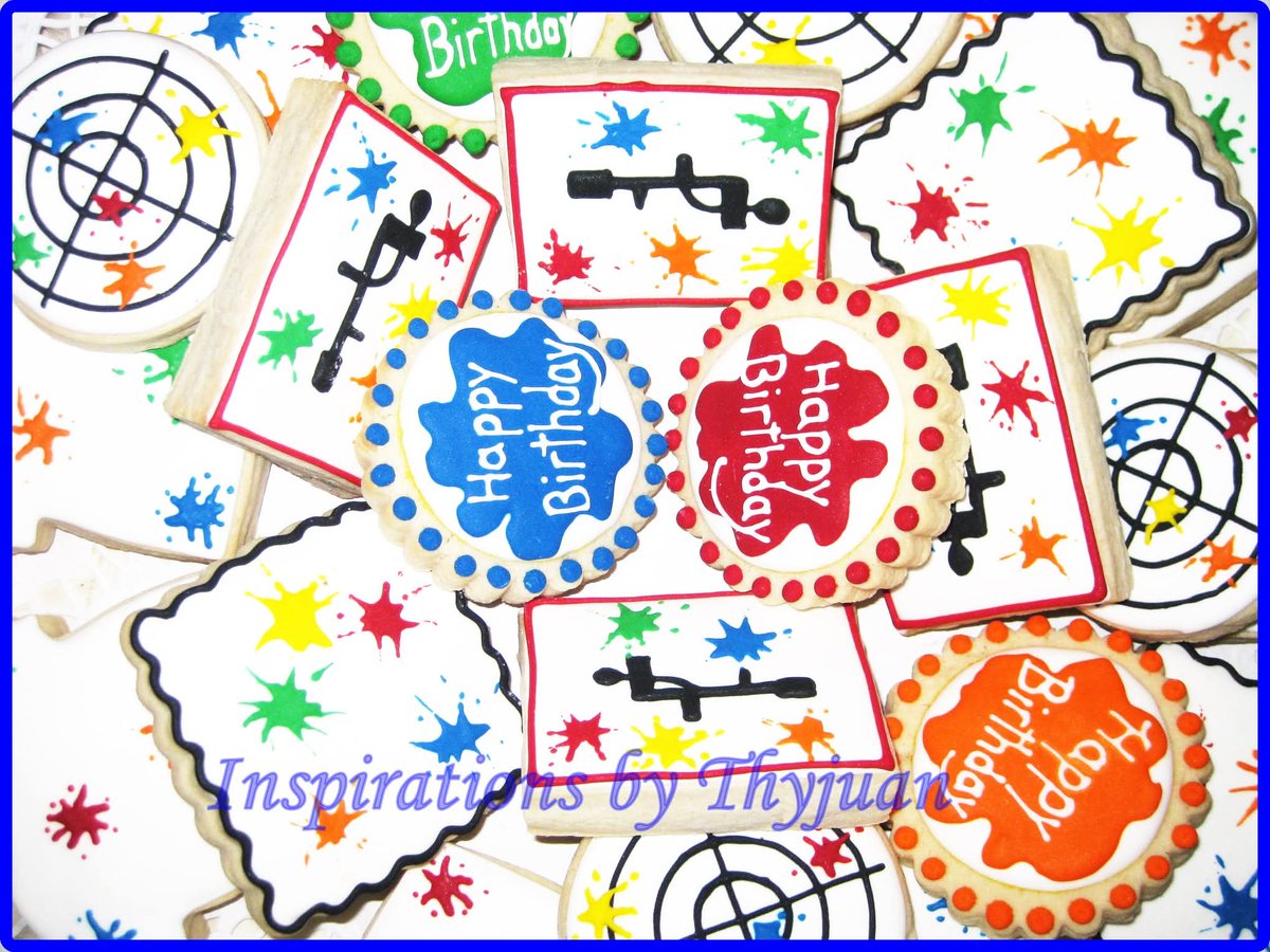 Thyjuan's tweet image. Paint Gun Birthday Party Cookies
#paintgun 
#paintguncookies 
#paintgunbirthday   
#cookies 
#cookieart 
#customcookies 
#decoratedcookies 
#birthdaycookies    
#summercookies    
@followers            
@highlight