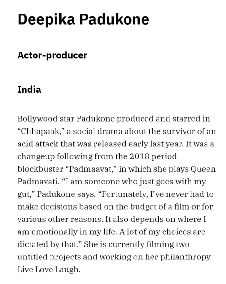 AkparovaMira's tweet photo. Deepika Padukone was listed in Variety's list of women that have made an impact in Global Entertainment. She was the only Indian actress who had made it to the list🤌

#DeepikaPadukone #Queen #first #power #india #GLOBALDOMINION #supestar https://t.co/s19H8h7QEg