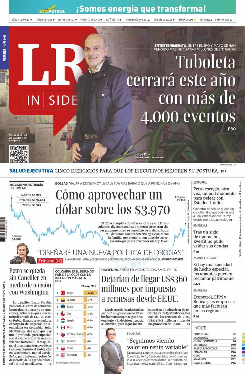 Tuboletaoficial's tweet photo. 🎟️ #TuboletaTeCuenta | Más de 4.000 eventos en 2025 🔥
Nuestro gerente @Gorivers Jorge Ríos habló con @larepublica_co sobre el crecimiento del entretenimiento y los proyectos que se vienen como Arena Primavera.
¡Aquí seguimos, conectando fans! 🙌
#Tuboleta #Eventos #Pasala https://t.co/PybdioI4bH