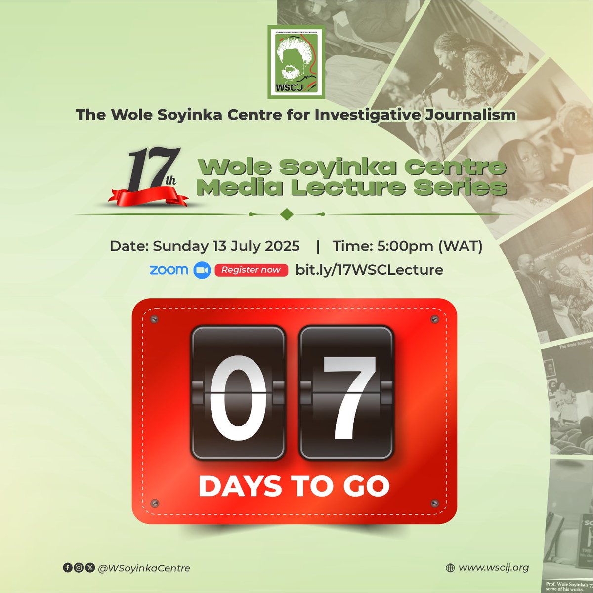 WSoyinkaCentre's tweet image. The 2013 #WSCLecture saw a renewed call to use the FOIA in tackling corruption, as Hon. @abikedabiri urged the media to investigate the lifestyles of corrupt politicians.

Be part of the #17WSCLecture conversation. Don't miss it.
🔗bit.ly/17WSCLecture
