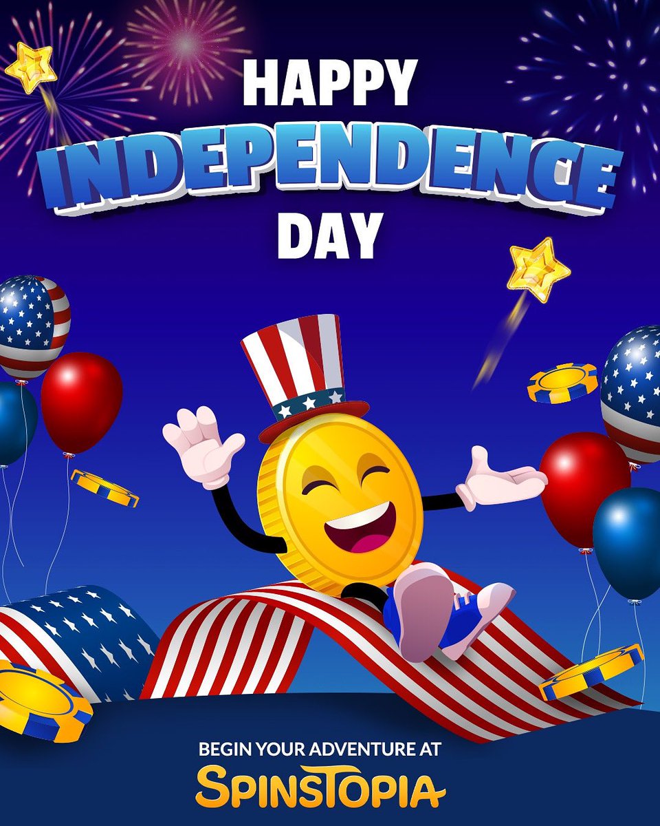 spinstopia's tweet image. 🇺🇸 Happy Independence Day 🎆 

Celebrate at Spinstopia this weekend with:

🎰 14 Free Spins (Code: USA2025)
🌀 $14 Free for Depositors
🎁 Unlimited Bonuses All Weekend

#slots #casino #slots #onlinecasino #slots #spinstopia #july4 #4thofjuly #independenceday