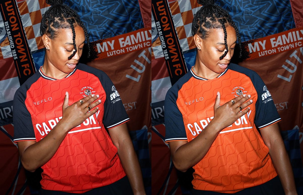 Can the Supporter's Trust PLEASE tell the club to sort the colours out next time?

If we're going to have orange home shirt than make it orange, NOT red and commit to navy instead of a navy that may as well be black

Look how much more Luton the tweaked version on the right looks