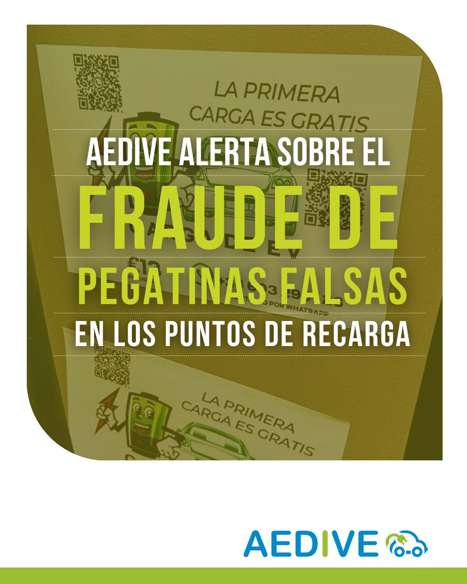 📰 «#AEDIVE alerta sobre el fraude de pegatinas falsas en los puntos de recarga»

Lee la Nota de Prensa completa en nuestra web 👉 aedive.es/noticias/AEDIV…