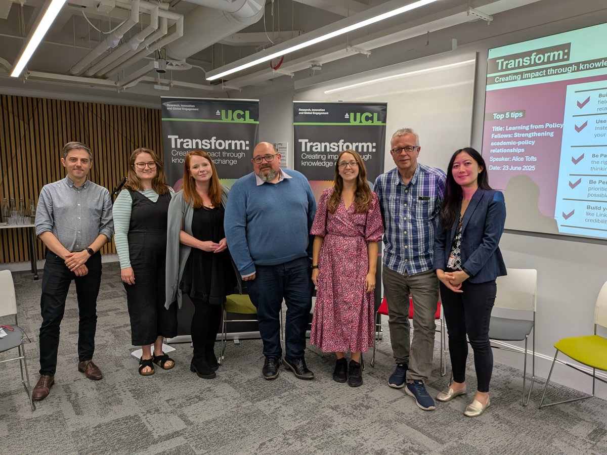 UCLPublicPolicy's tweet image. Last week at #UCLTransform, we hosted a panel + workshop on strengthening gov-academia ties. UCL Fellows shared insights from their UKRI Policy Fellowships + top tips for policy engagement. Still time to apply (deadline 12 July): lnkd.in/eN9Z7DzZ