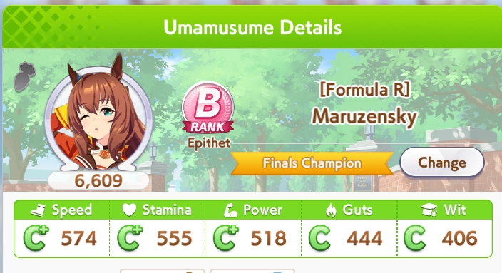 im going to stop reading uma musume posts about stats because they all say to get 900 speed or something but my only finals champion looks like this
