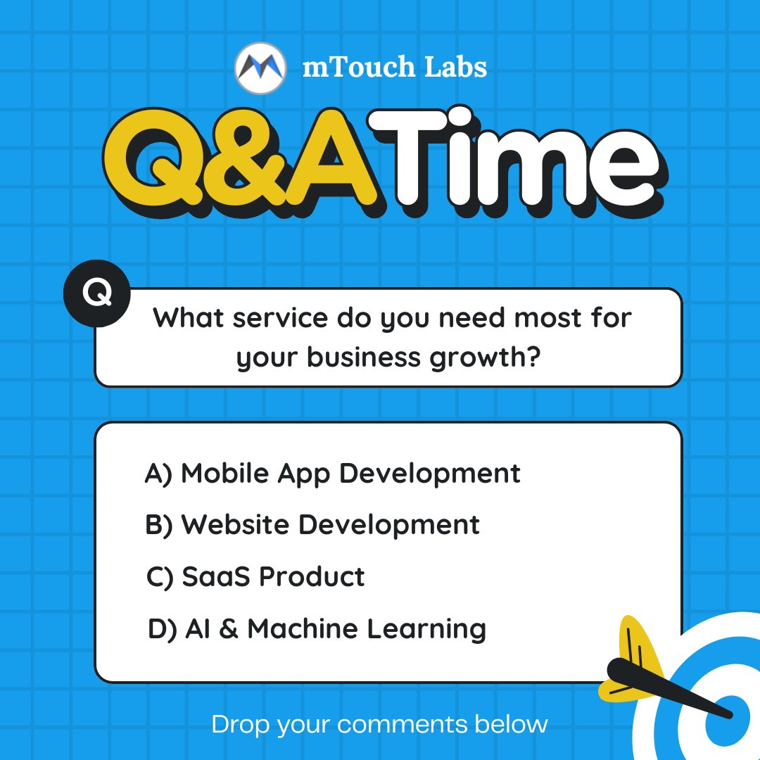 mTouchLabs's tweet photo. What service do you need most for your business growth?

Vote below ⬇️

https://t.co/slFbQWT8wI

#QA #AskTheExperts #mtouchlabs #TechTalk #InnovationChat #CustomerQuestions #TechQnA #ExpertAdvice #MtouchMoments #BehindTheScenes #DigitalSolution #mtouchlabs
42s https://t.co/gzdD7roW5s