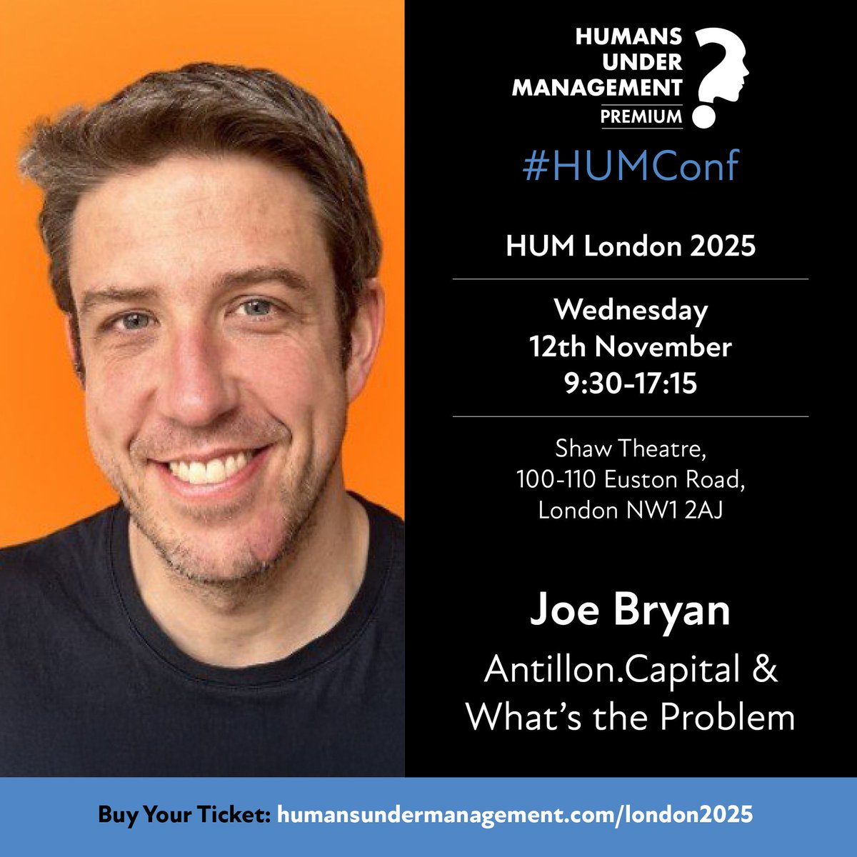 🤝 Pleased to welcome Joe Bryan from antillon.capital/?utm_source=xt… &amp; What's the Problem to HUM London 2025!

Learn how to help clients overcome emotional biases, communicate well, and build confidence for sound long-term decisions.

🎟️ Tickets available at: humansundermanagement.com/london2025