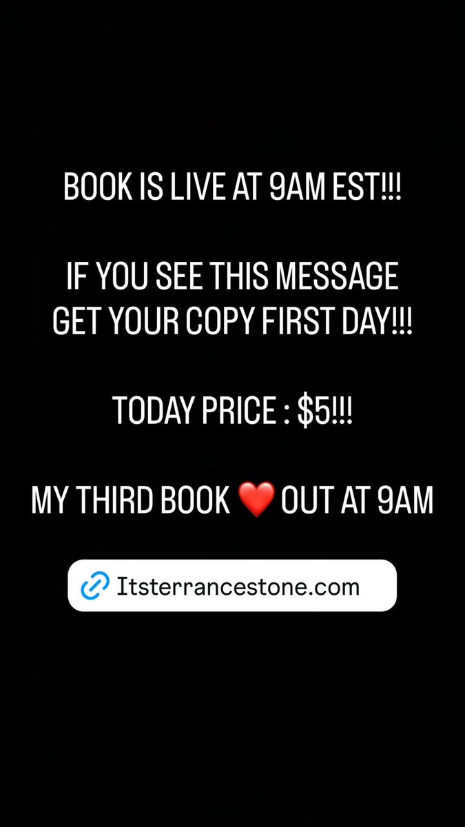 terrancestone_'s tweet photo. 🔥🔥🔥🔥🔥🔥🔥

AT 9AM TODAY MY THIRD BOOK WILL BE PUBLISHED AND READY TO BUY ITS BEEN MONTHS AND WE FINALLY HERE!!!

SEND ME SCREENSHOTS WHEN YOU GET YOURS!!!!! GET YOURS FIRST DAY 🔥🔥🔥🔥

Buy Here: https://t.co/WYpD5kOJ38 👈🏽 https://t.co/QGb1HhgHqq