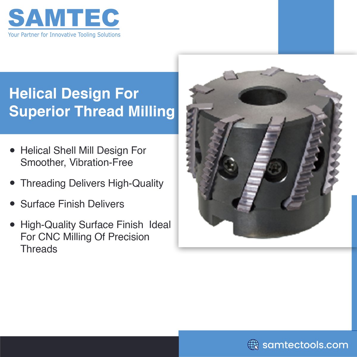 SamtecTool's tweet image. Helical design meets high-speed precision – achieve smoother, faster thread milling with superior surface finish.

#HelicalThreadMilling #IndexableTools #CNCThreading #Samtectools #cuttingtools #cnc #cncmachining #tools #UFIBERBrushes #SurfaceFinishing #IndustrialTools