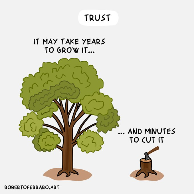 #AcademicTwitter Trust is like a tree—strong and sturdy but one wrong move can topple it!😀#PhDlife #phdvoice