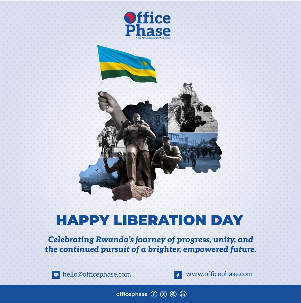 🇷🇼 Happy Liberation Day!
We honour Rwanda’s journey of resilience, unity, and progress — and celebrate the bright future ahead.
#LiberationDay #Rwanda #OfficePhase