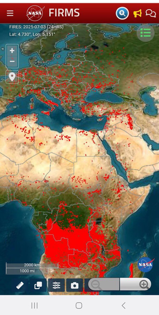 Mahirgra denilen cahilin ve birçok haber sitesinin yangın haritası dediği harita sadece yangın haritası değil. Nasa'nın "ısı anomalileri"ni gösterdiği harita. Aynı harita Marmaris yangınlarında da piyasaya sürülmüştü. Tüm Kongo Yağmur Ormanları yanıyor olabilir mi :)