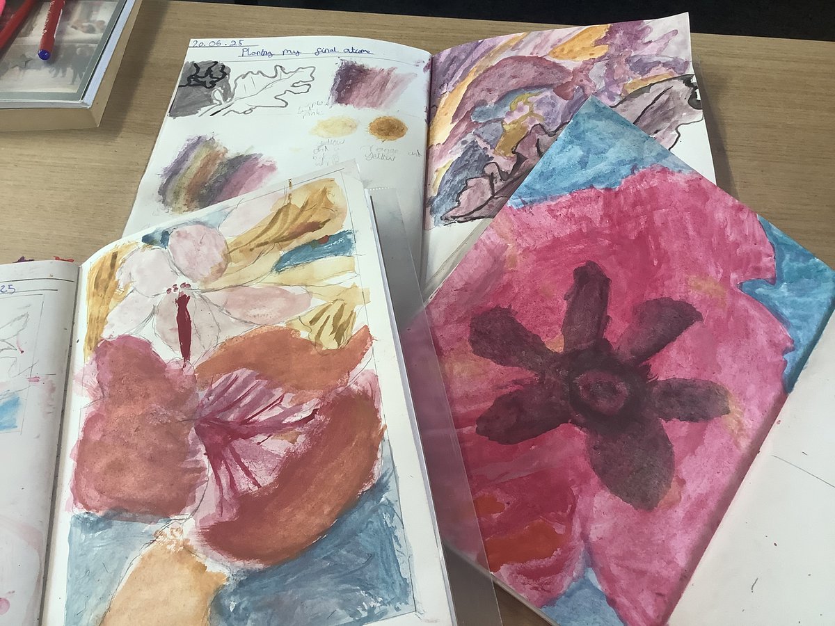 Elder class have been busy working on their art final outcomes inspired by Georgia O'Keeffe. They have enjoyed following the video tutorial and creating their own sketches using different techniques.