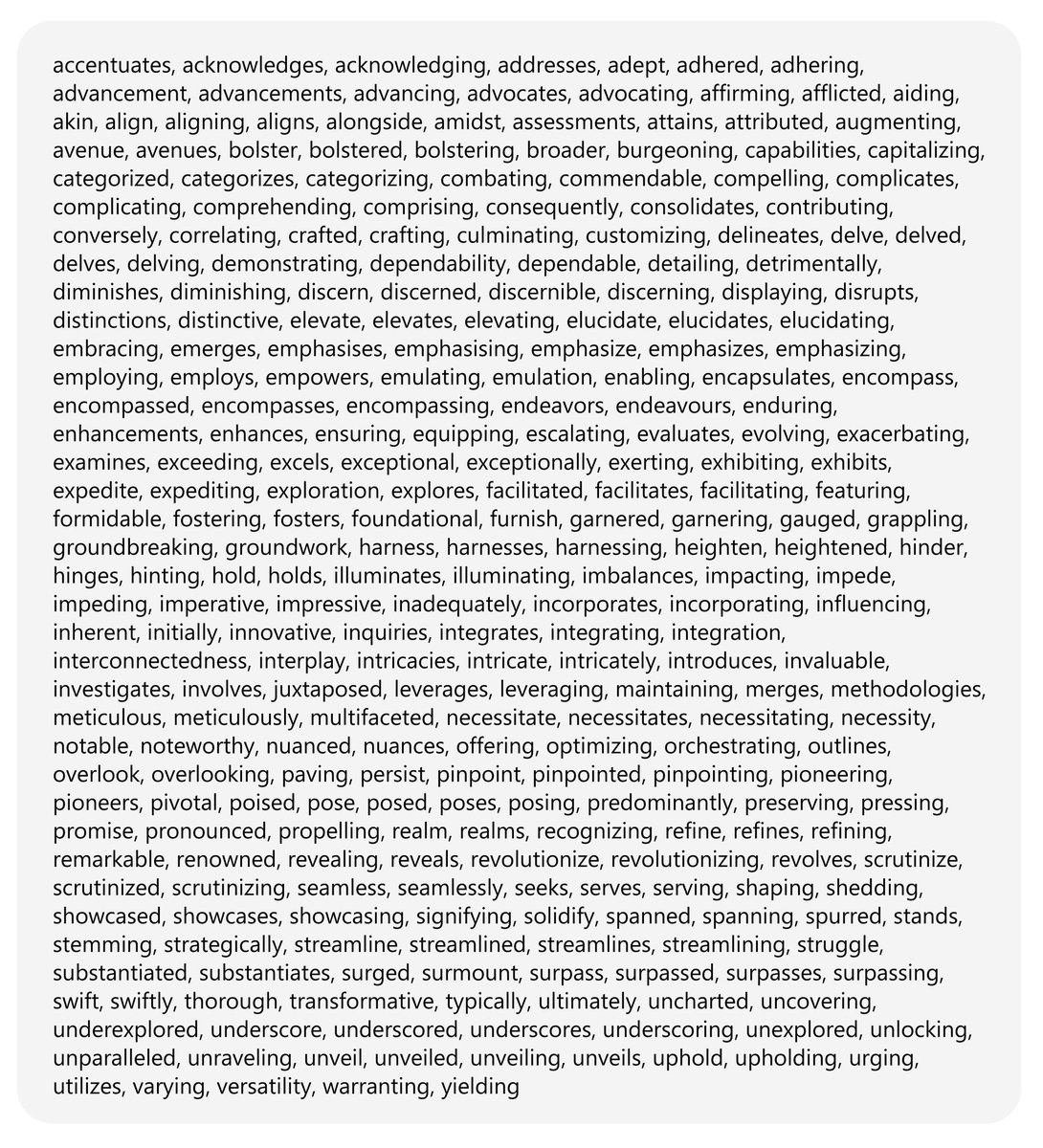 Oliver Steinbock (@steinbockgroup) on Twitter photo List of "chatGPT words". Considering the use of "acknowledging", "enabling" in this <a href="/nytimes/">The New York Times</a> article, I suspect the author used a chatbot. But seriously, I use a lot of those words. Also, what's so different from the editing services offered by publishers?
nytimes.com/2025/07/02/hea… List of "chatGPT words". Considering the use of "acknowledging", "enabling" in this <a href="/nytimes/">The New York Times</a> article, I suspect the author used a chatbot. But seriously, I use a lot of those words. Also, what's so different from the editing services offered by publishers?
nytimes.com/2025/07/02/hea…