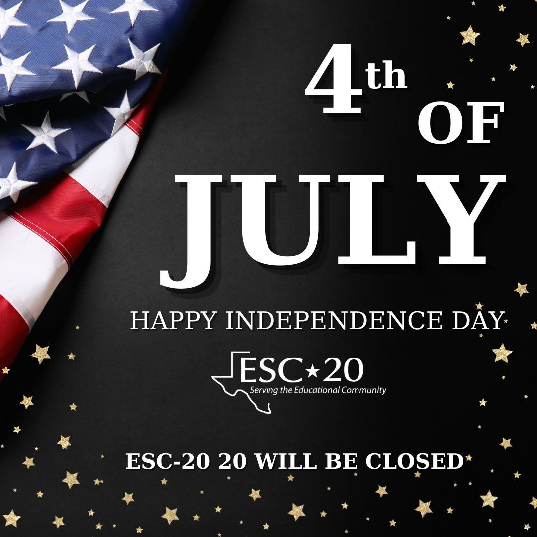Have a safe 4th of July. ESC-20 will be closed today.