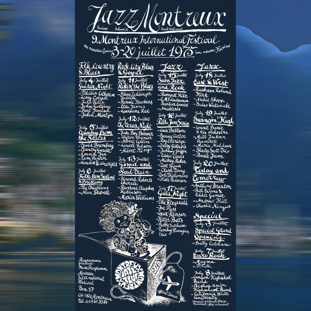 Fifty years ago this month in Switzerland: Oscar, Ella, Etta, Dizzy, Basie, Mingus, Zoot, Bill Evans, Rashaan Roland Kirk, Clark Terry, Toots Thielemans, Albert King, Albert Collins, Benny Carter, Milt Jackson, Billy Cobham, Tommy Flanagan + muuuch more <a href="/MontreuxJazz/">Montreux Jazz Festival</a>