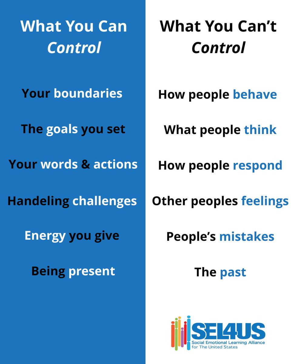🌱 Focus on what you can control — your thoughts, emotions, and actions. 
🌦️ We can't control others or every situation, but #SEL teaches us how to respond with self-awareness, empathy, and resilience. Mastering you is the real power. 💪🧠💛 
#SelfAwareness #GrowthMindset