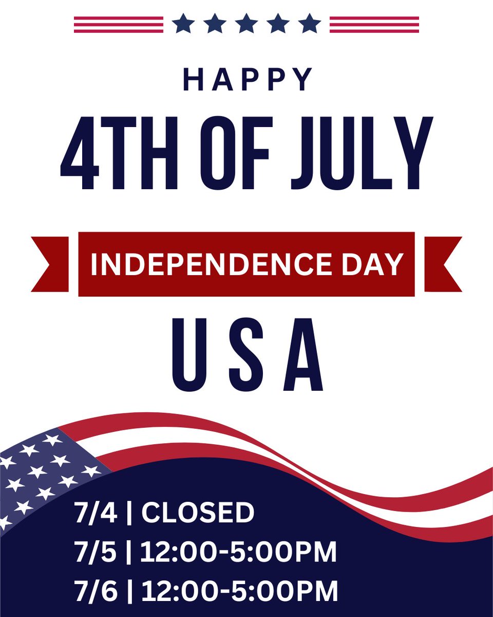 HAPPY 4TH OF JULY UBA FAM🇺🇸

As a reminder, UBA has adjusted hours for the holiday weekend. 
7/4 | CLOSED
7/5 | 12:00-5:00pm
7/6 | 12:00-5:00pm

#independenceday #uba #america