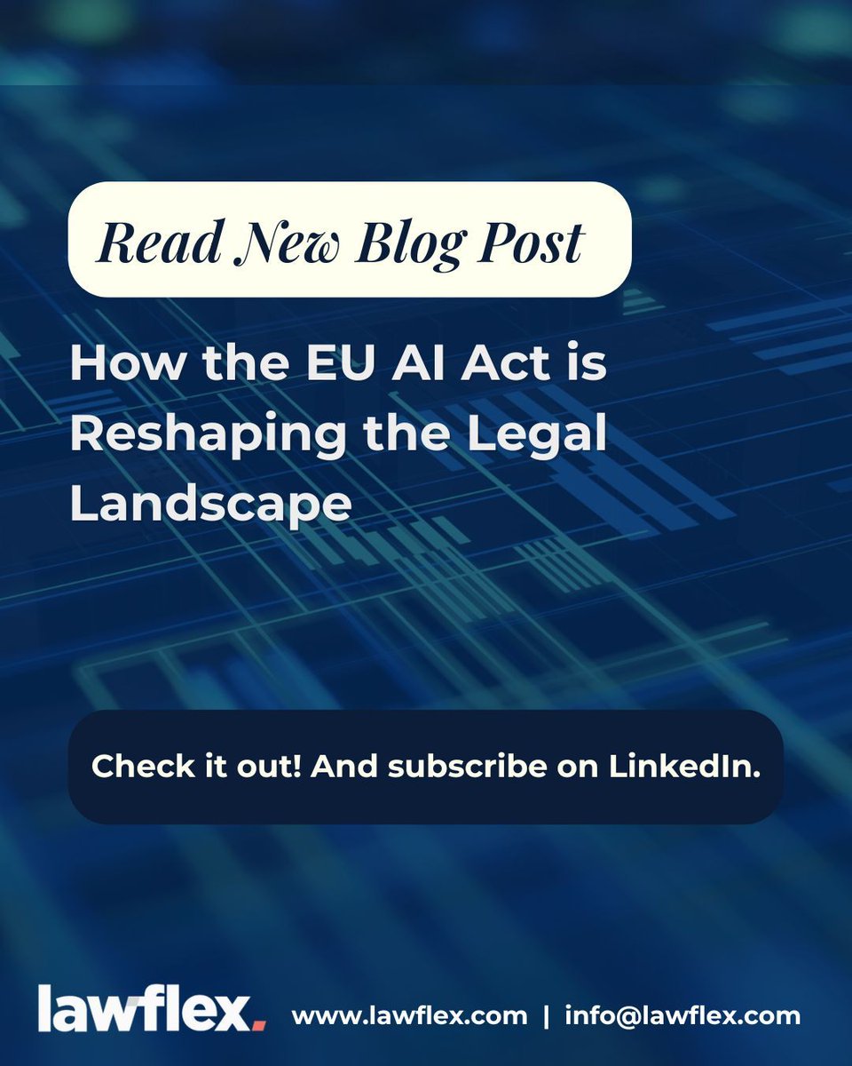 Europe just set the standard for AI regulation.

💡 Our latest article breaks down:
✔️ What the AI Act demands from businesses
✔️ How it impacts legal departments globally
✔️ Why staying ahead of regulatory change 

🔗 Read more here: lawflex.com/how-the-eu-ai-…